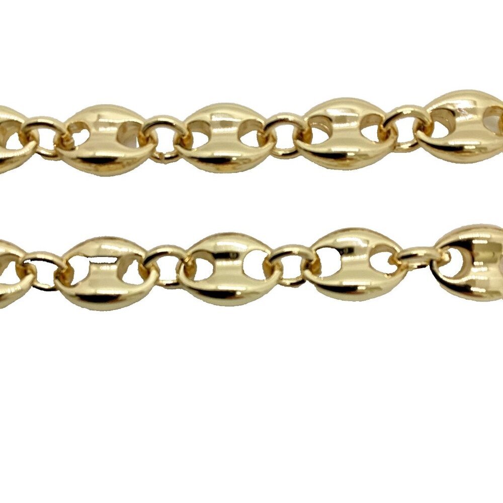 18k Yellow Gold Plated Puffed Anchor Mariner Marina Chain Necklace 8mm 24" NWOT - Picture 5 of 5